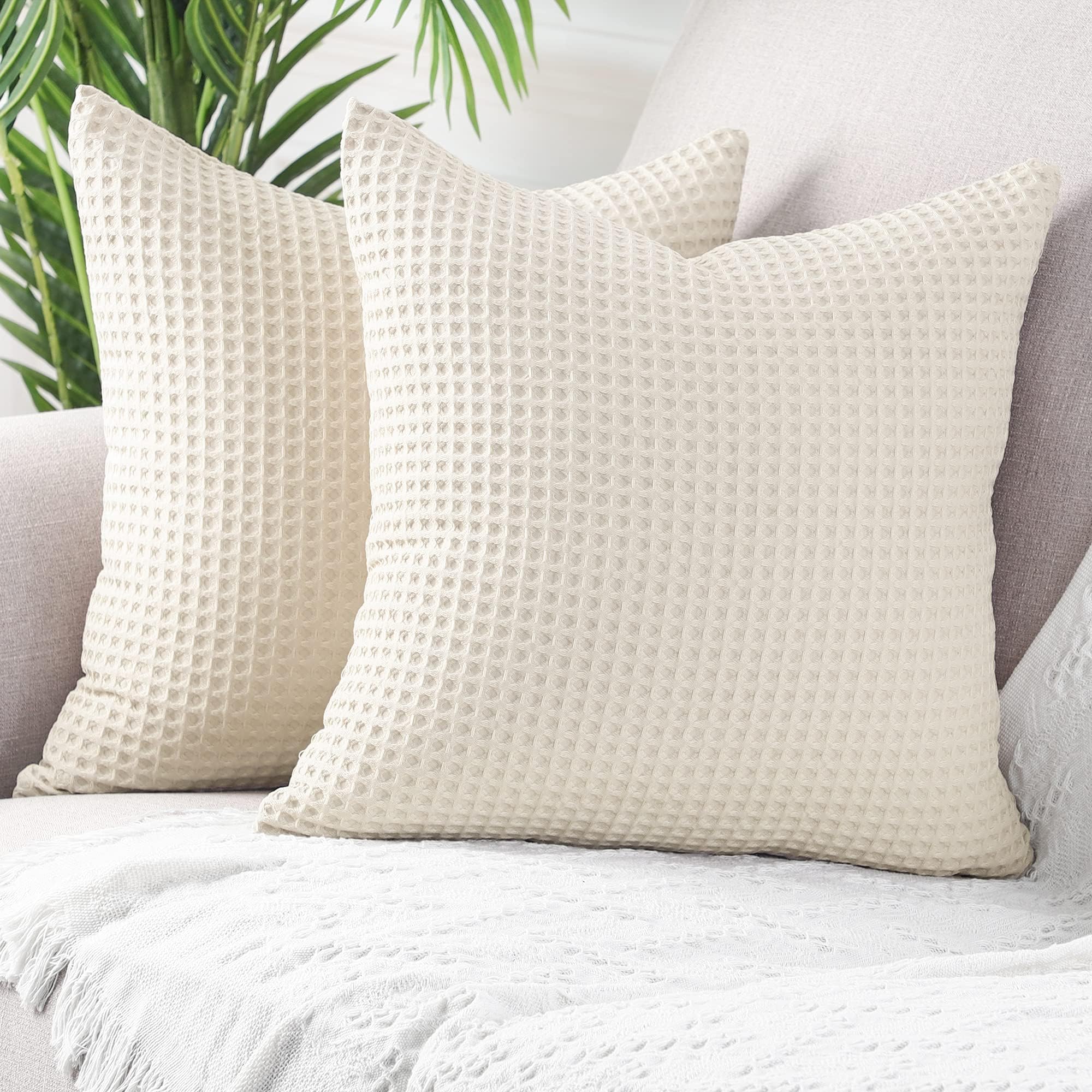 Bird Wing Set of 2 Honeycomb Textured Decorative Throw Pillow Covers Soft Solid Cotton Cushion Cases Luxury Pillowcases for Couch Sofa Bed. (12X12 INCH) (B0DBRP9658) Amazon Price History, Amazon Price Tracker