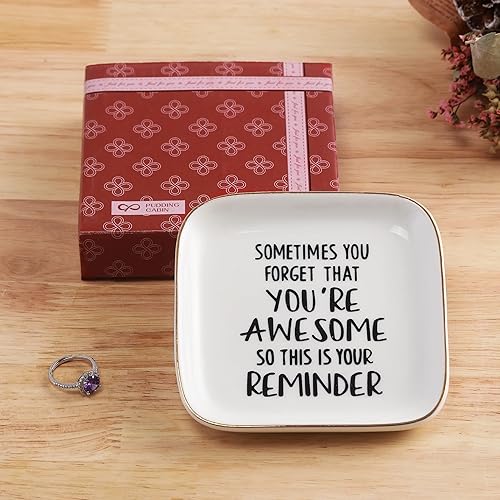 Miniatura 3 de PUDDING CABIN Regalos inspiradores para mujer, plato para anillos You're Awesome So This is Your Remind, regalos de cumpleaños únicos para mujeres,