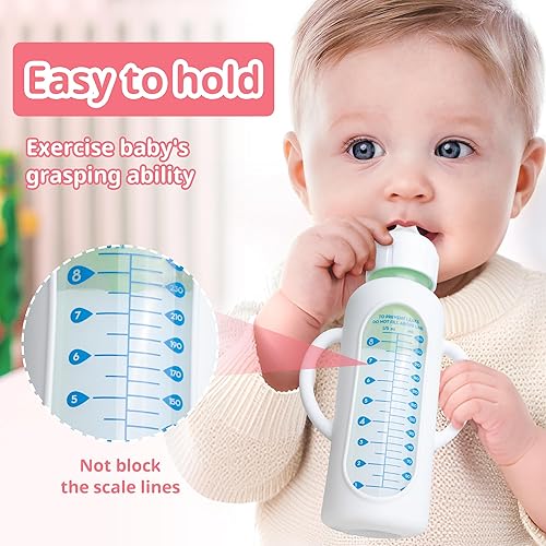 Miniatura 4 de Paquete de 3 fundas de silicona para biberones de vidrio natural Dr. Brown, soporte para biberones de grado alimenticio antiroturas con asas y 3