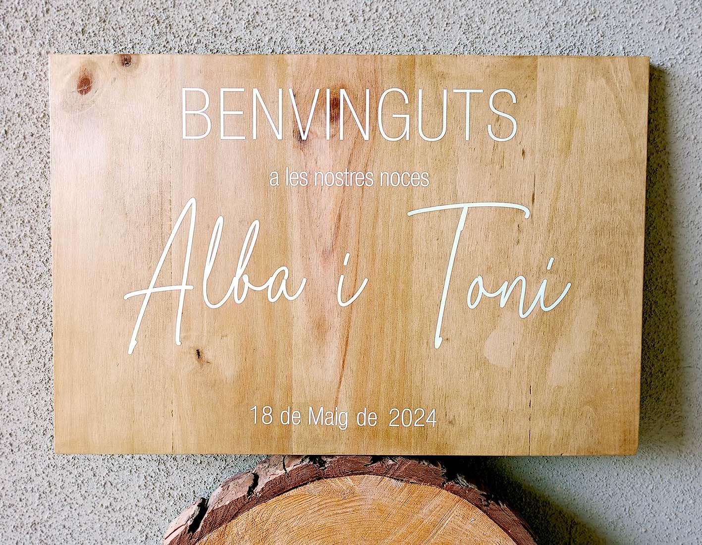 Affiche de mariage de bienvenue en bois massif, 2 tailles (60 x 40 cm/90 x 60 cm), couleurs au choix