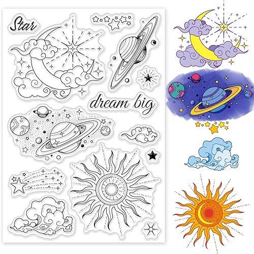 Miniatura 10 de INFUNLY Sello de silicona transparente con diseño de ciervos y bosques de Navidad, diseño de copo de nieve, árbol de montaña, sello de fondo de