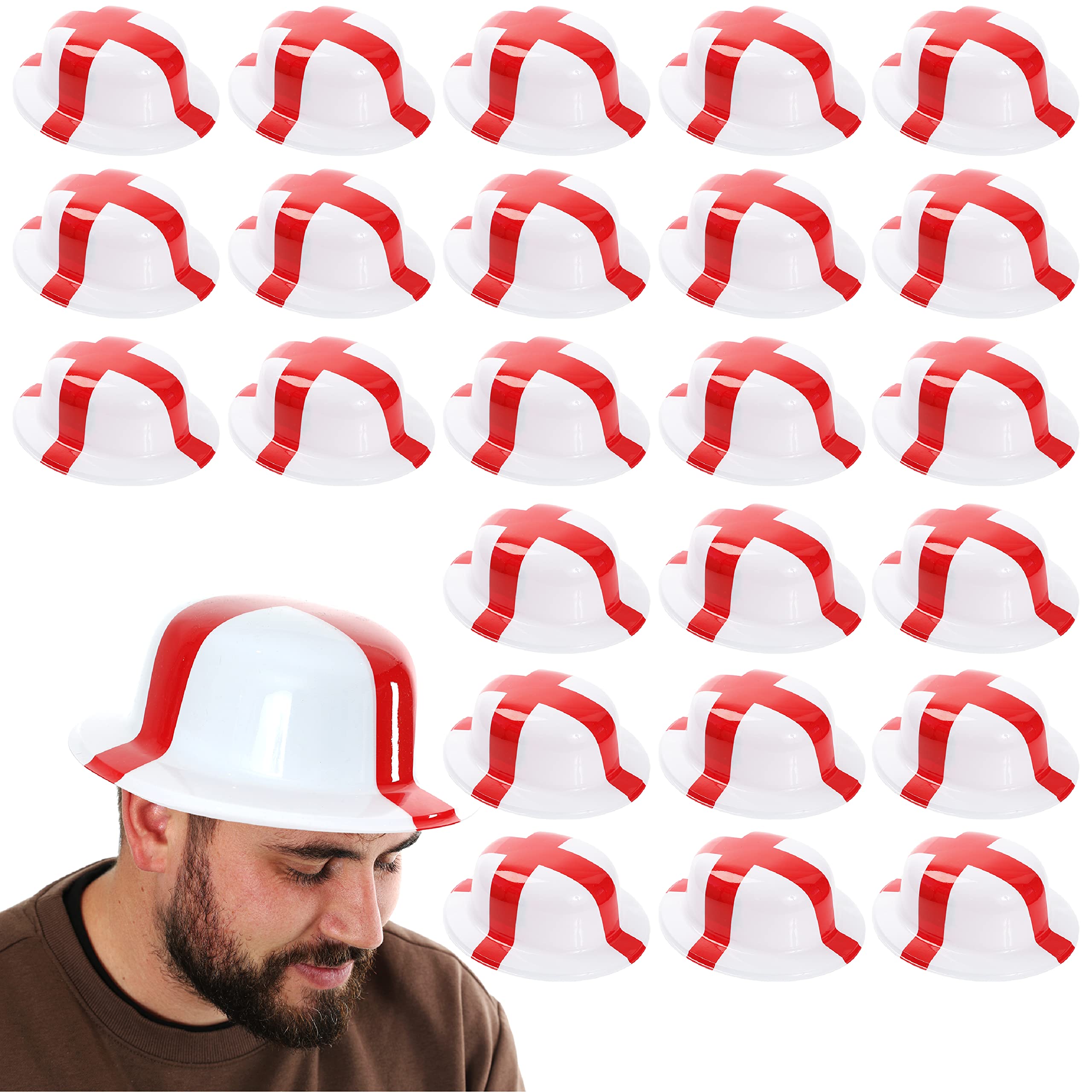 Sombrero de boliche inglés, accesorio para disfraz, sombrero de bandera de Inglaterra para el día de San Jorge, eventos deportivos, partidos de fútbol, fiestas y celebraciones patrióticas