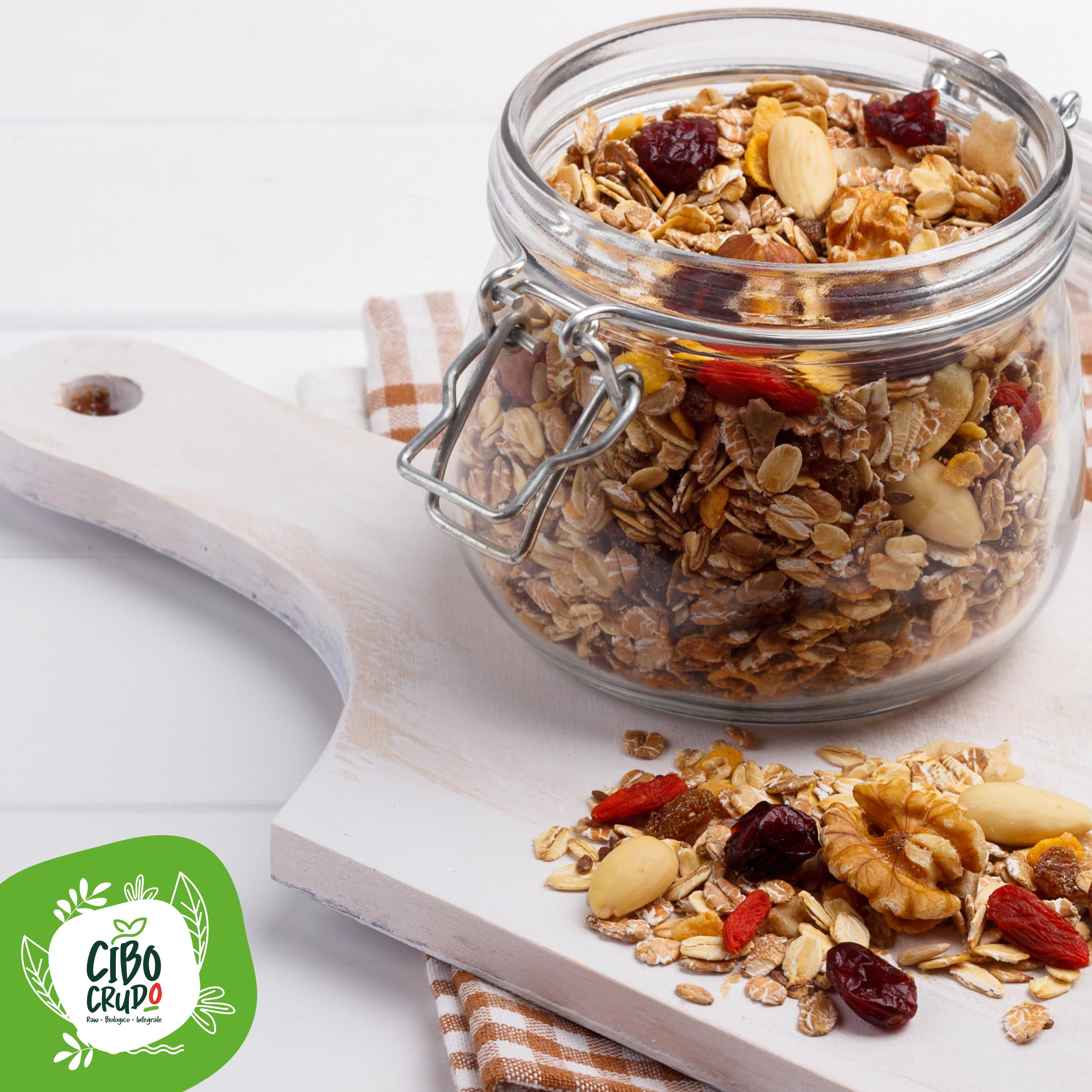 Muesli de Frutos Secos sin Azucar - 325g. Muesli con Copos de Avena Copos de Centeno y Coco con Granos de Avellana Semillas de Calabaza Anacardos Granos de Cacao en Trozos Almendras y Pecanas.