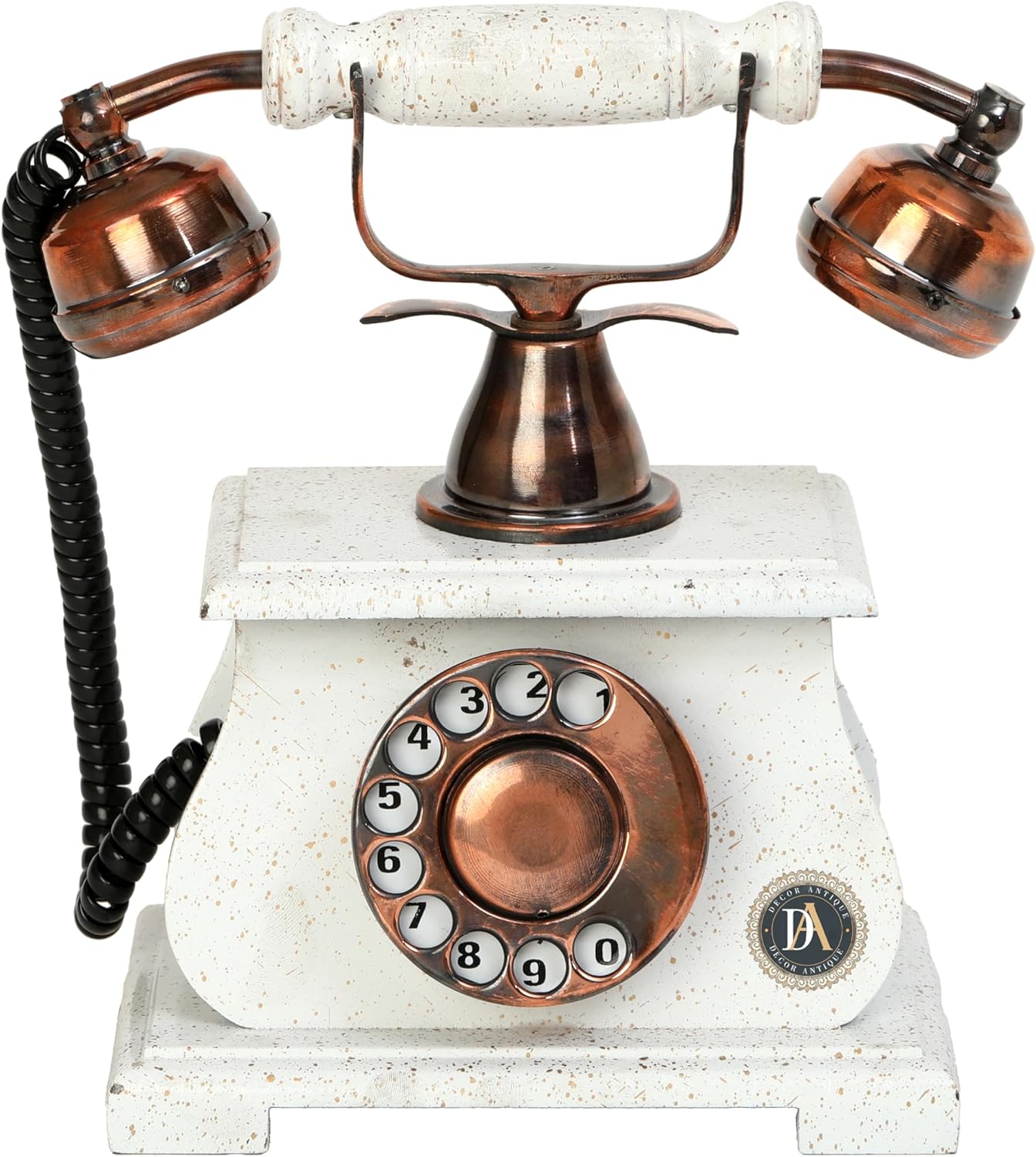 Vintage Wooden Rotary Telephone – Classic Carving Wood Base, Non-Working Decorative Piece