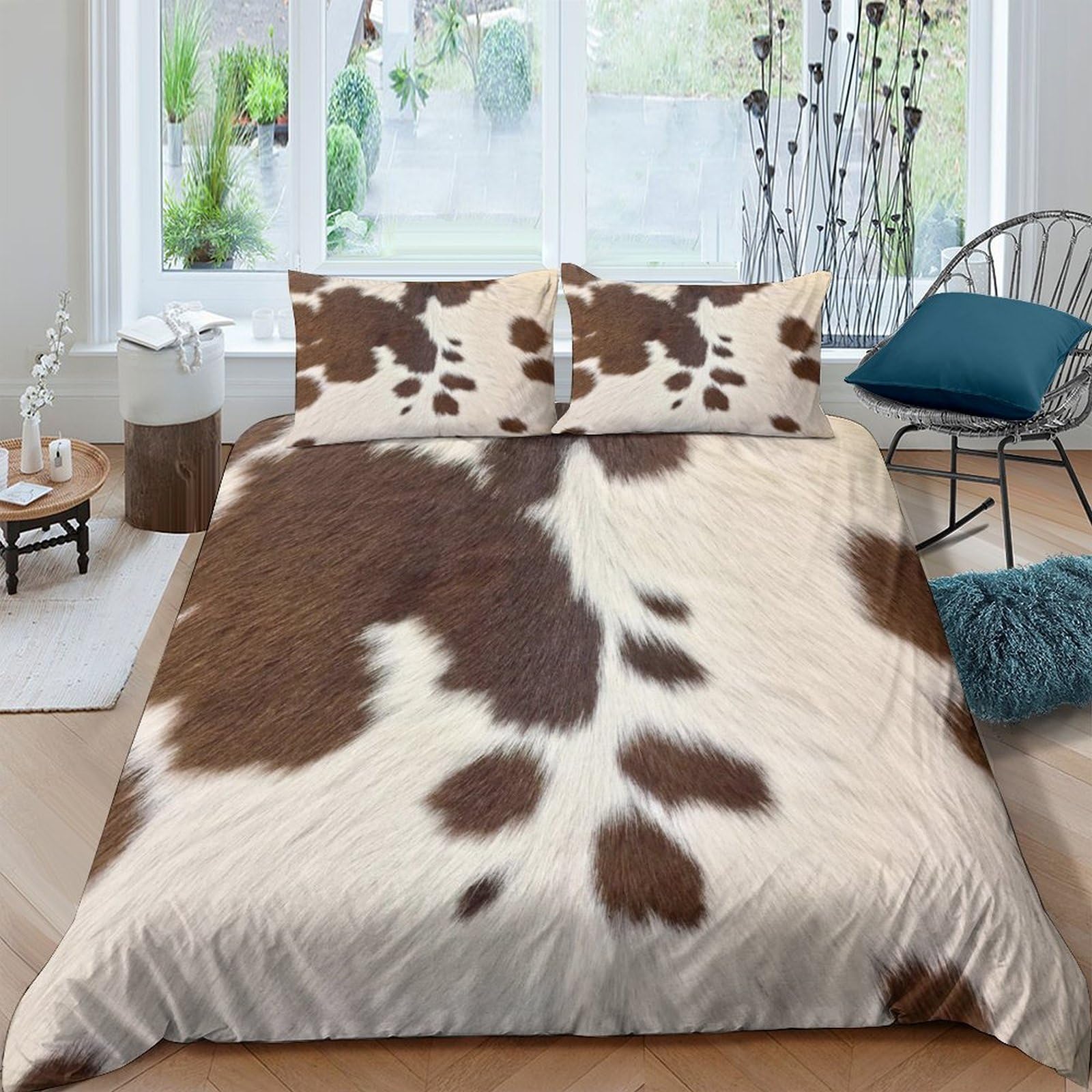 Ctjqhvkz Style-9 3D Printed Cowhide Pattern Fitted Sheet Microfiber Soft Anti-Slip Bed Cover For Bedroom Dorm Mattress Protection Decor Single（135X200cm）