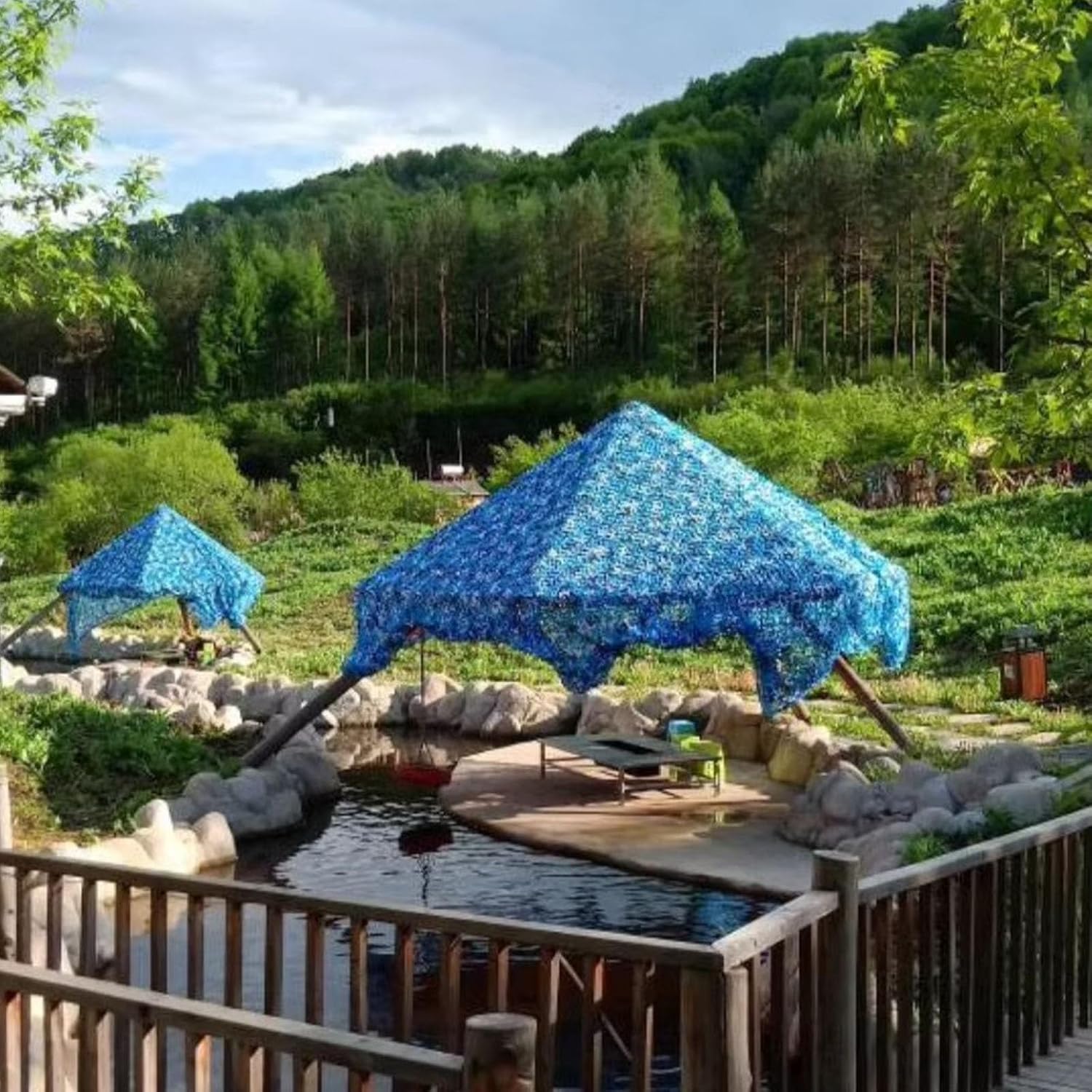 5ft x 20ft Marine & Ocean Camouflage Netting, Blue White Camo Net, Sun Shade Privacy Screen for Pool, Camping, Party Backdrop