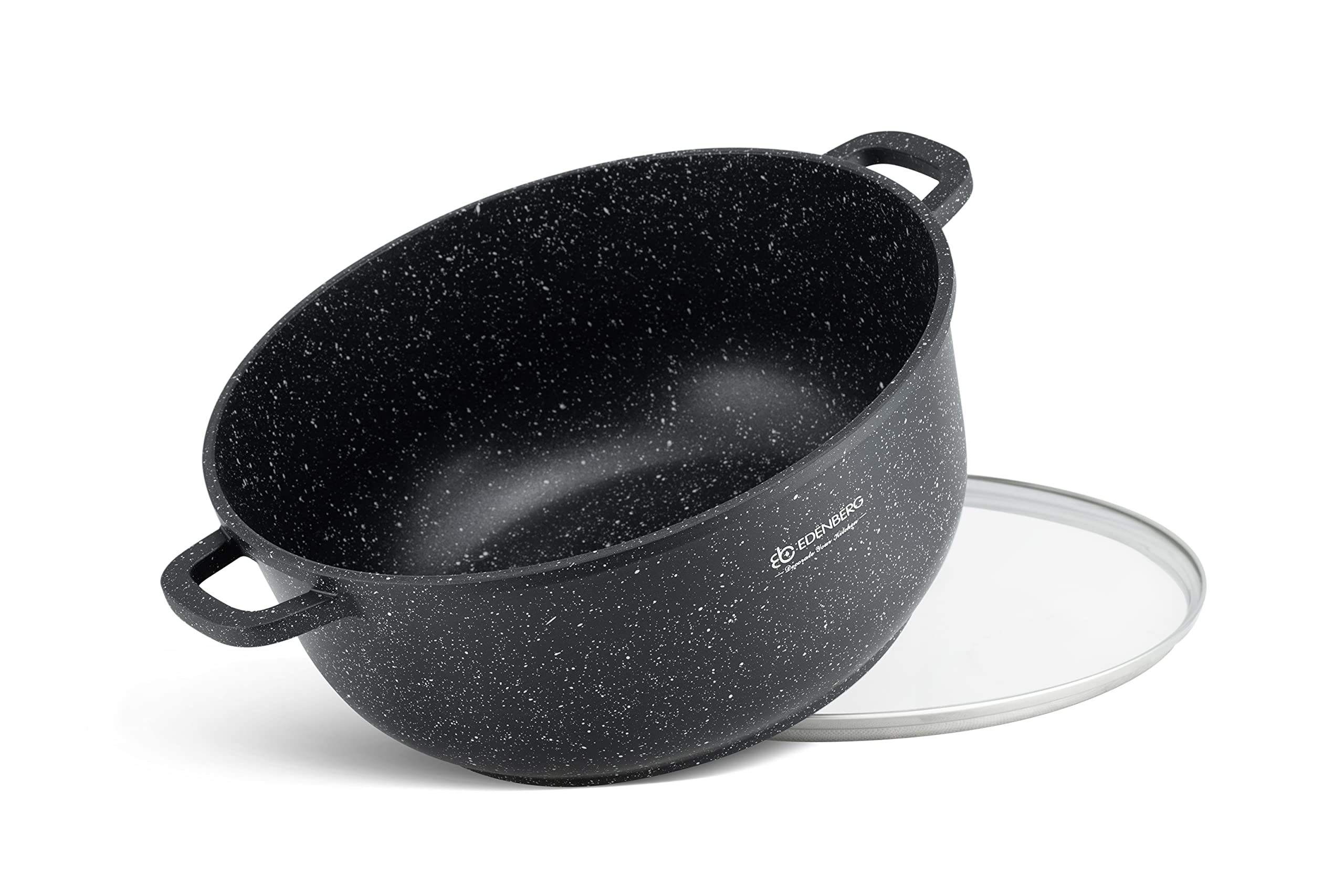 Garnek – garnek 28 cm, powłoka nieprzywierająca, powłoka ceramiczna i marmurowa, odporny na wysokie temperatury, nadaje się do wszystkich rodzajów kuchenek, garnek indukcyjny (6,8 l)