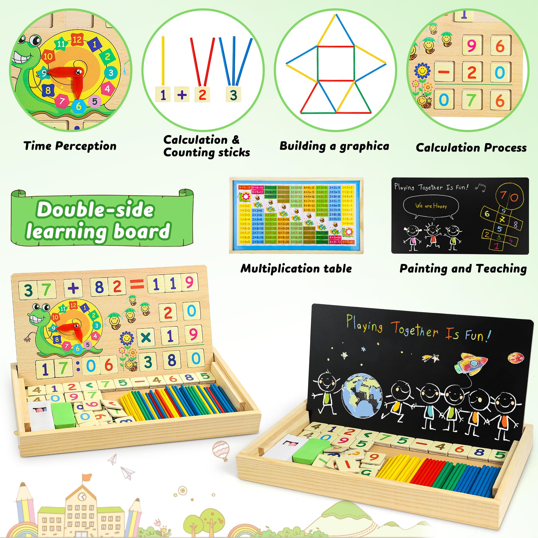 lenbest Giochi Montessori per la Matematica - Giochi Matematici con Conteggio - Giocattoli Bambini in Legno - Giocattolo Educativi Regalo Natale o di Compleanno per 3 4 5 6 Anni Bambini Bambina