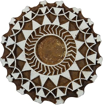 Brown Textile Hand Carved Stamp Floral Block Print Wooden Indian Wood Block Art