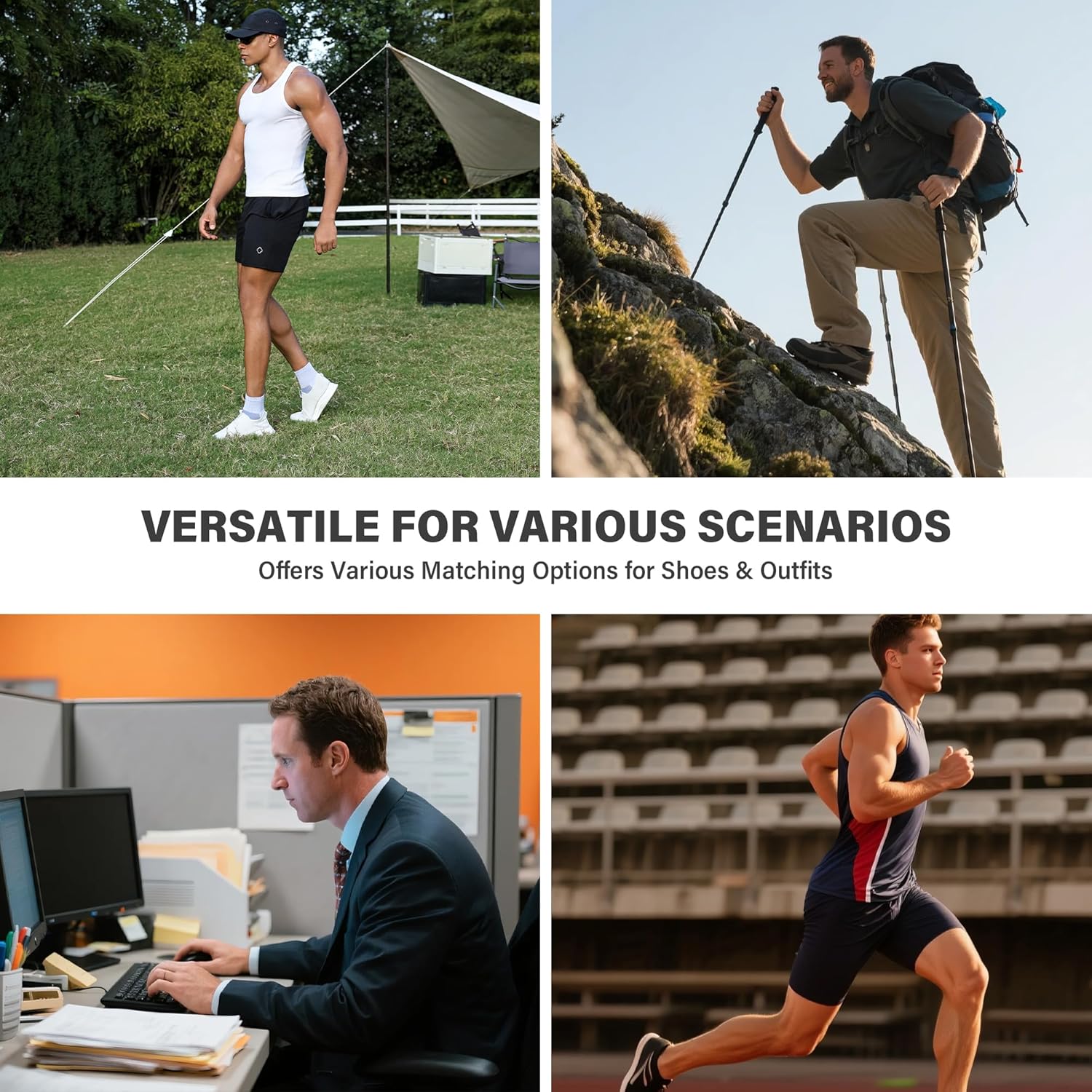 Mottee&Zconia Men‘s Cushioned Crew Socks - Breathable Athletic with Arch Support for Running, Gym, Work, Hiking, 6-Pack - Image 2