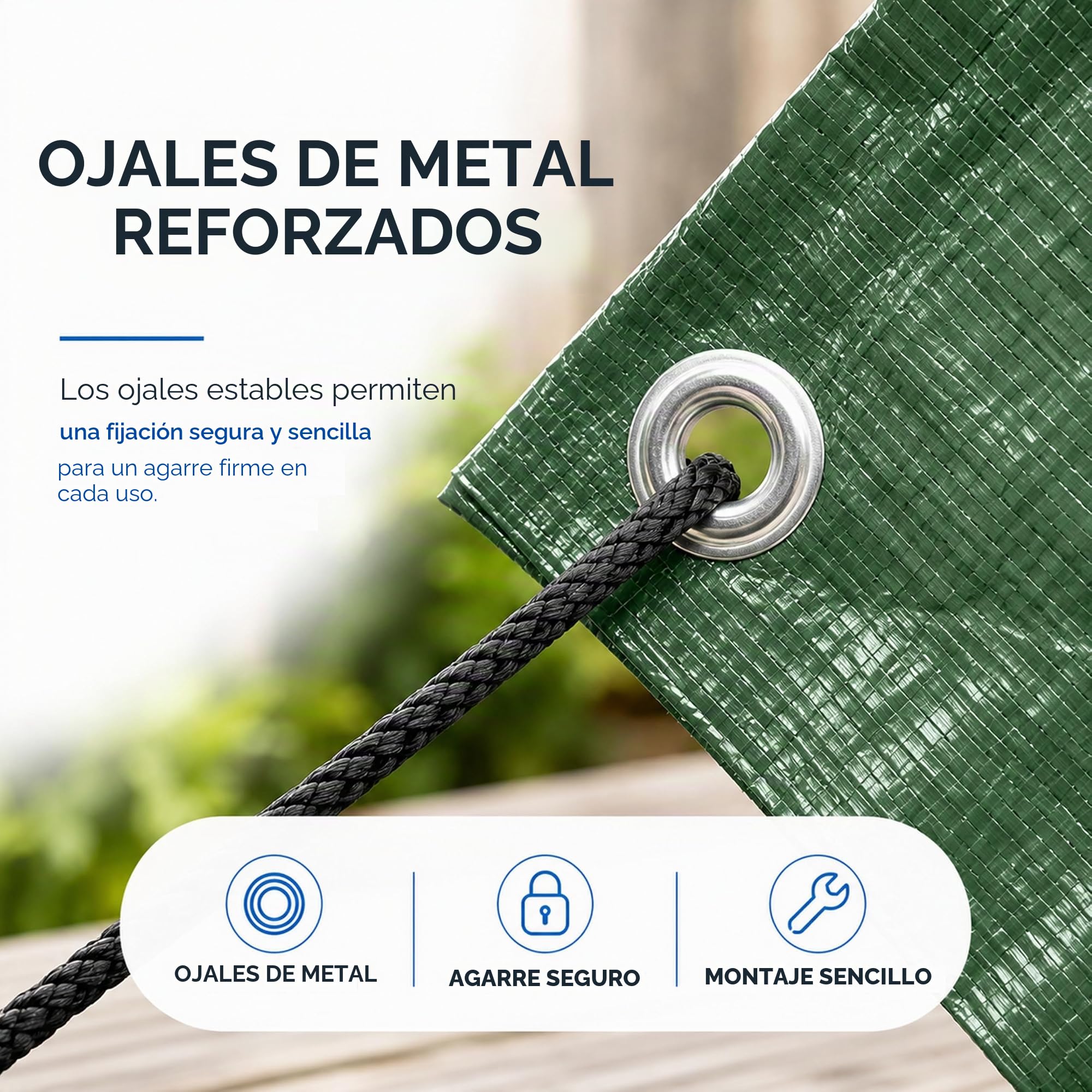 Lona de protección y Lona de 3x4 m, Verde, Lona de jardín y Lona Multiusos Impermeable, 150 g/m², Verde, con Ojales para Base de Tienda de campaña, Lona para Tienda de campaña y Camping