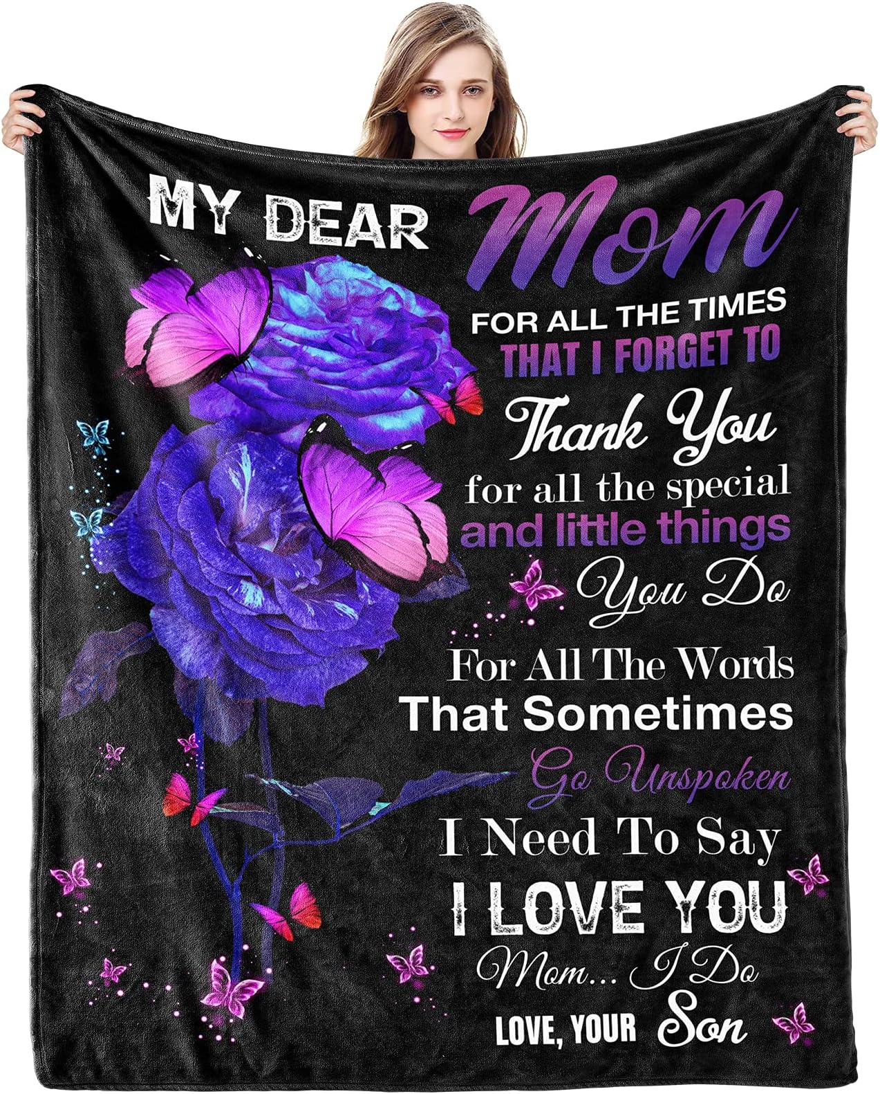 Gifts for Mom Blanket Mom Gifts for Christmas Mothers Day Valentines Thanksgiving Day from Son Mom Birthday Gifts Present for Mom Grandma Gift Ideas for Moms Ultra Soft Flannel Throw Blankets 60"x50"