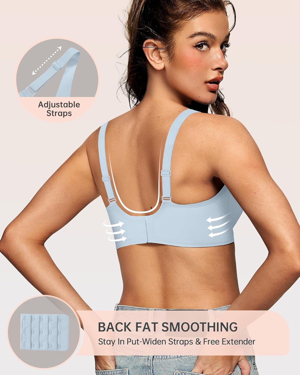 OEAK Womens Deep V Bras Wireless Comfortable Bra Supportive No Underwire Bras Tshirt Push Up Bralettes Plunge Seamless Bra - Image 3