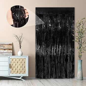Amazon.com: Black Fringe Curtain Party Streamers 2Pack 3.3x8