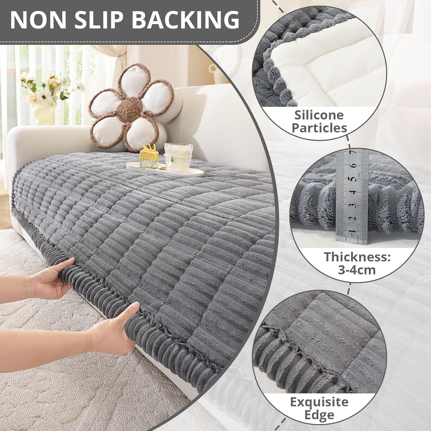 OstepDecor Washable Couch Cover for Dogs, Thick Pet Friendly Sofa Covers, Soft Couch Protector, Paw Cart Sofa Slipcovers, Cushion Protector for Leather, Sectional, Loveseat (20" x 24", Dark Grey)