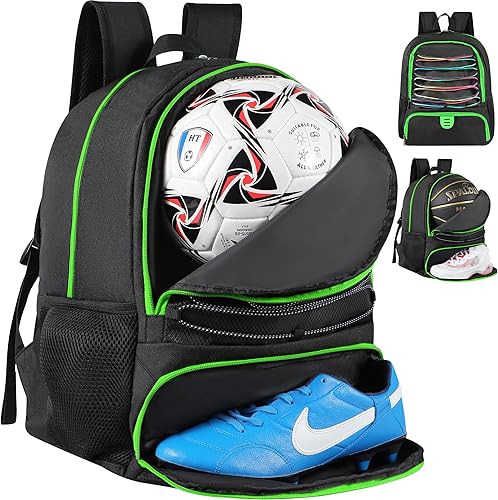 Mochila de baloncesto para hombres y mujeres con compartimento para pelotas y zapatos, capacidad de 30 L, ligera, transpirable, para niños y niñas,