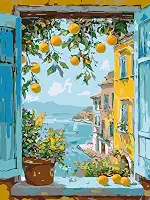 RYMILIE Pintura por números para adultos iniciantes, kits de pintura de limoeiro por números em tela sem moldura, aquarela acrílica, faça você mesmo, cor por número para decoração de casa 29 x 48 cm