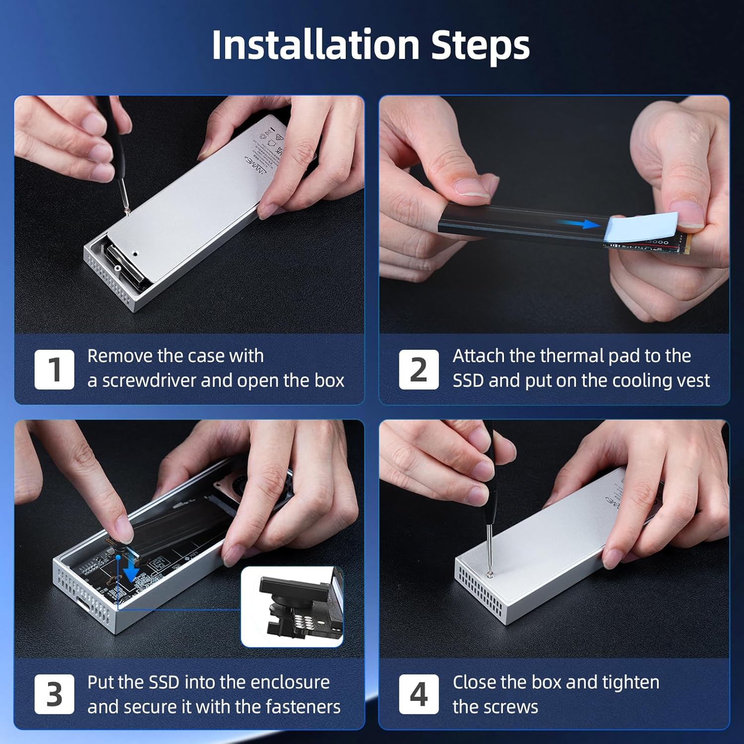 SAN ZANG MASTER 40Gbps M.2 NVMe SSD Enclosure with Cooling Fan, Aluminium USB4 NVMe SSD Enclosure for MacBook Air/Por M1/M2, Compatible with USB4/3.2/3.1/3.0/2.0, Support 2230/2242/2260/2280(M Key)