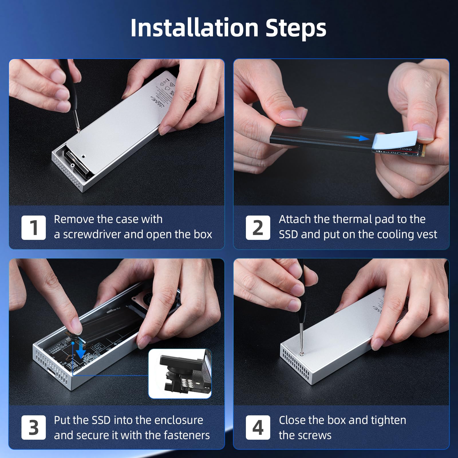SAN ZANG MASTER USB 4 M2 Enclosure 40Gbps NVMe Enclosure Aktiv gekühltes NVMe Gehäuse mit Lüfter (Kein SATA) - USB4/Thunderbolt 4 - Nur für m2 ssd gehäuse - Für Mac/PC, Alu, Silber - Ohne SSD