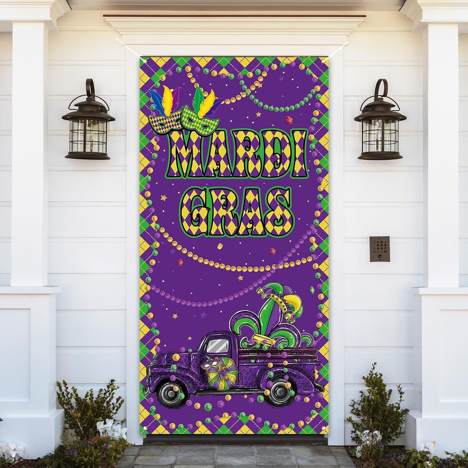 Mardi Gras Photography Backdrop - 71x43 Inch New Orleans Carnival Party Banner For Fat Tuesday Decor - View #4
