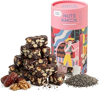 Nuts Knock Toasty Walnut Date Superfood Bites – Artisan Wholefood Gift | Real Dates, Walnuts & Chia Seeds | A Snack Worth Giving | Premium Clean-Label Present | Individually Wrapped, Gift-Ready Canister | 4.2 oz (10-11 pieces)