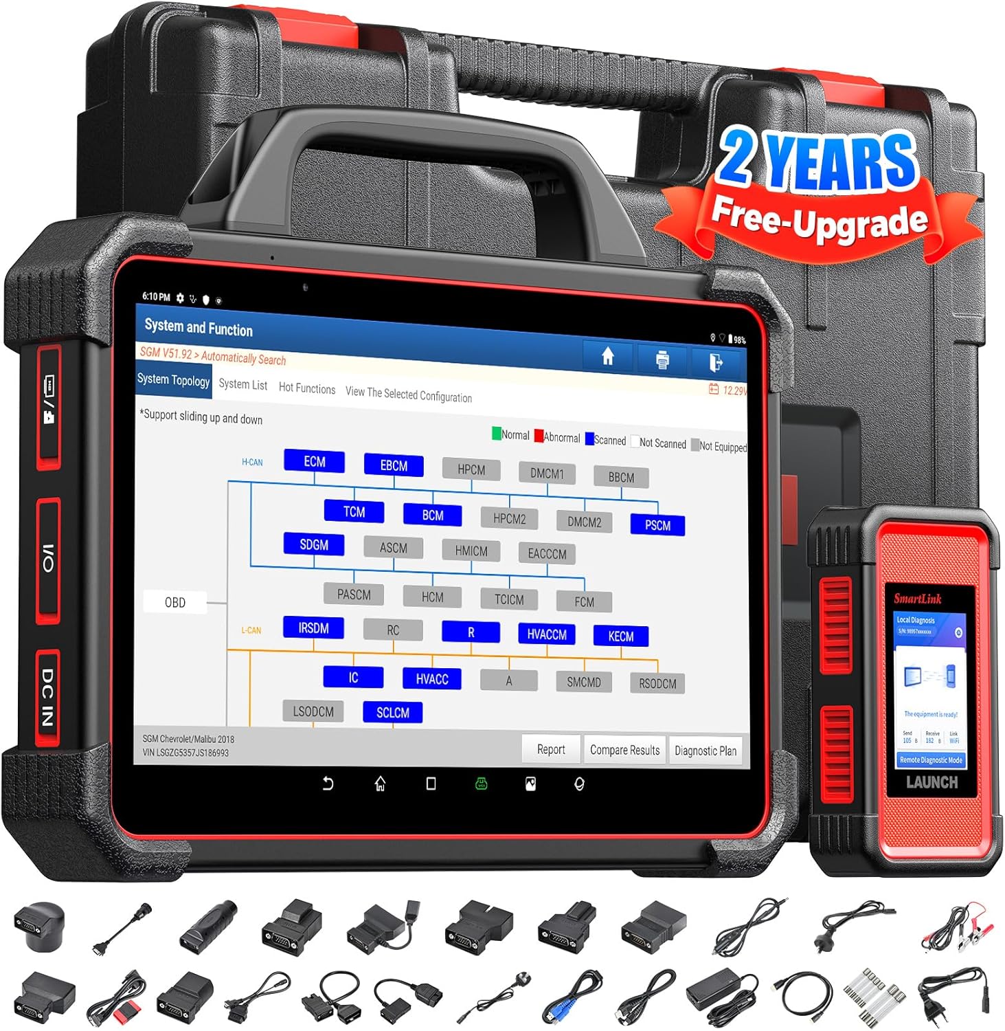 Launch X431 PAD VII Elite, Intelligent J2534 Protocol, Coding, Topology, Bidirectional All System Scan Tool, 60+ Services, Professional Diagnostic Scanner with SmartLink C, CANFD DoIP, 2-Year Update