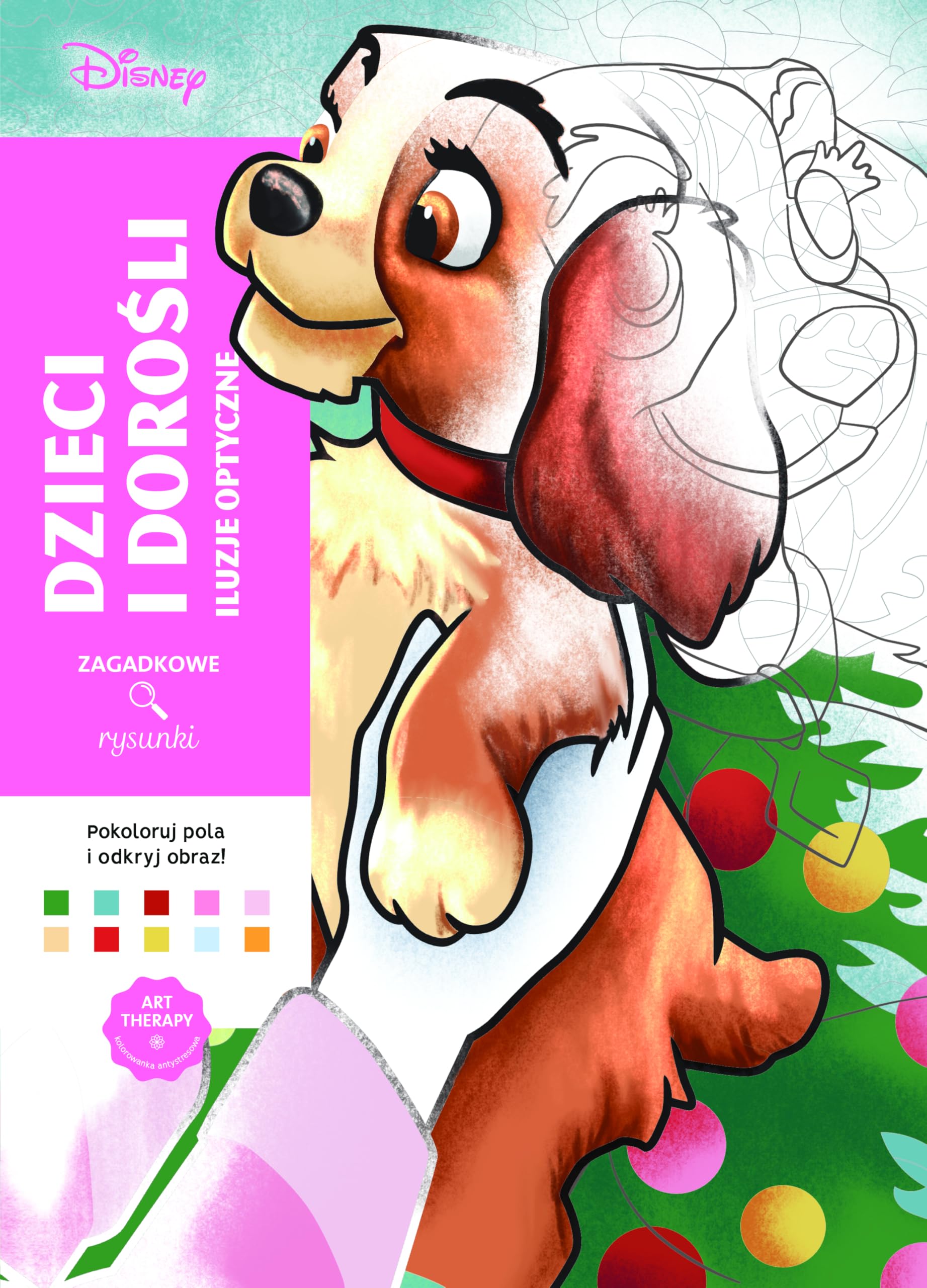 Art therapy Kolorowanka antystresowa Disney Dzieci i dorośli. Iluzje optyczne. Zagadkowe rysunki
