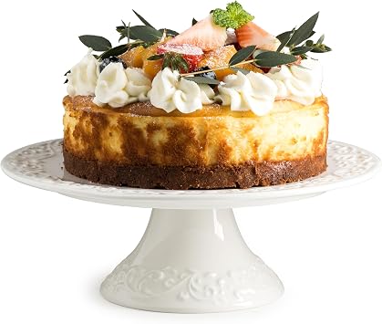 Gomakren 3 Tier Serving Trays Stand Porcelain Serving Platters 12 Inch White Serving Plates Dinner Platters & 8 Inch Porcelain Cake Stand, Wedding Cake Stand for Party