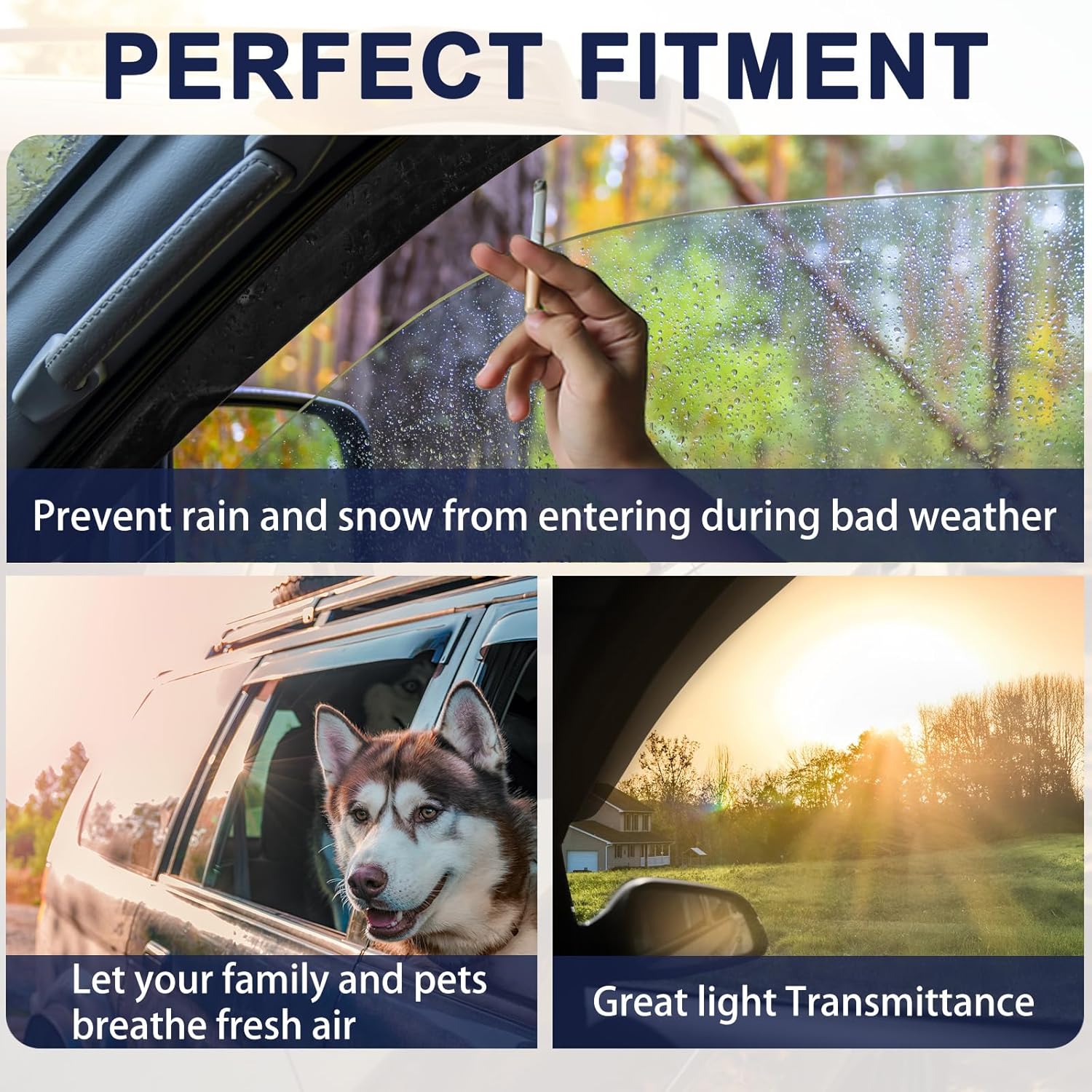 Window Visors Rain Guards for Cars 4PCS Window Visors Compatible with 2012-2018 Toyota Prius V Tape-On Side Window Wind Deflectors & Visors Window Vent Visors WD-TYPRV12