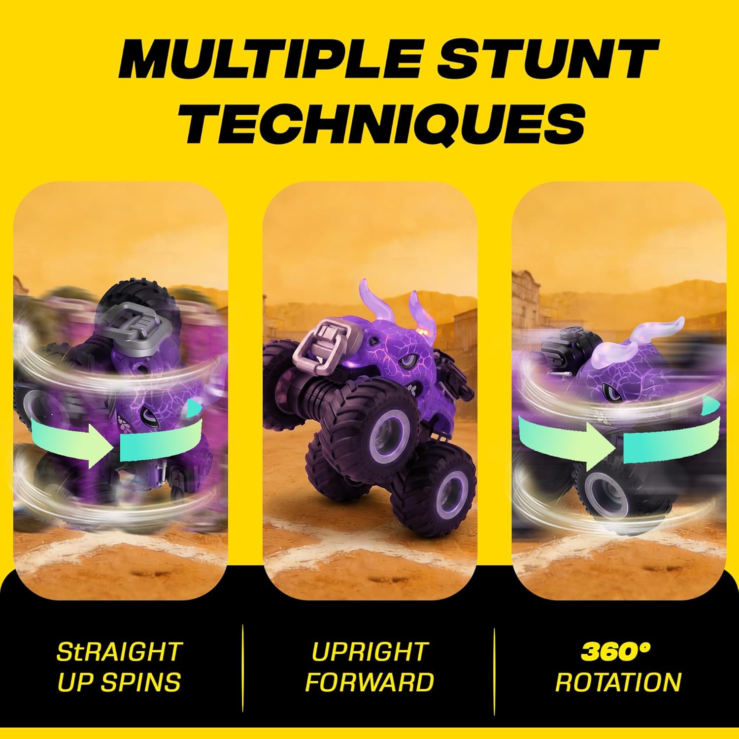 BEZGAR Monster Truck Toys, 1:18 Remote Control Monster Truck with Water Spray & Dancing Spins, 4WD RC Truck for Boys 4-7, RC Cars, Toys for 4+ Year Old Boys(Purple)