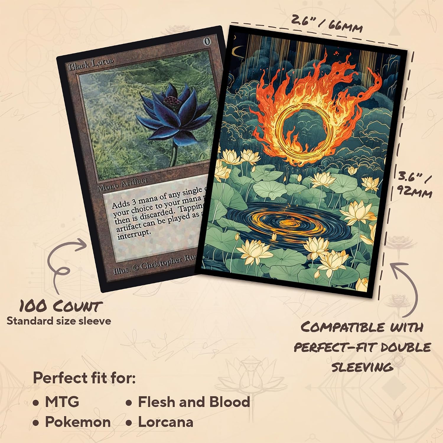 Wizcraft Ukiyo-e Sol Ring MTG Card Sleeves (Smooth) - 104 Count Standard Size TCG Sleeves - Compatible with Magic The Gathering - Double Sleeving - Original Art Design