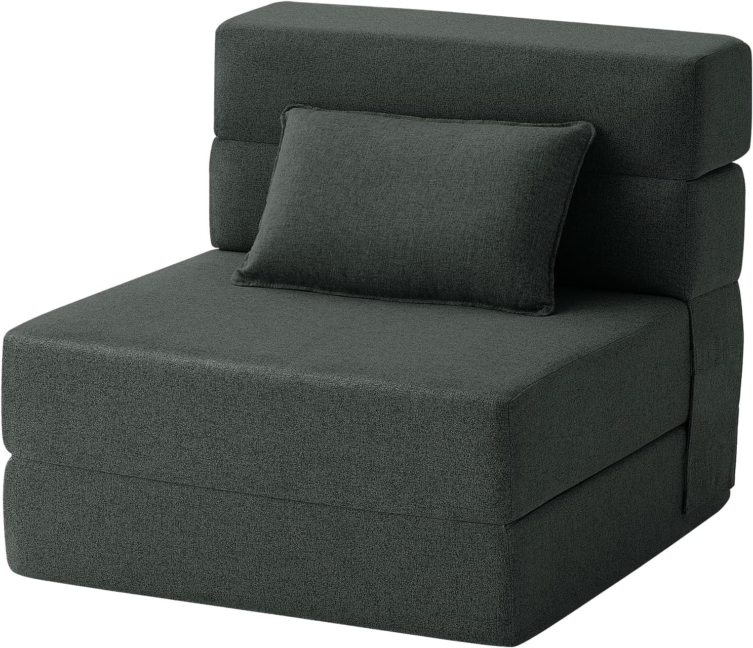 FILUXE Convertible Folding Sofa Bed - Sleeper Chair with Pillow, Modern Linen Fabric Floor & Futon Couch, Foldable Mattress for Living Room/Dorm/Guest Use/Home Office/Apartment, Single Size, Dark Gray Dark Gray Single