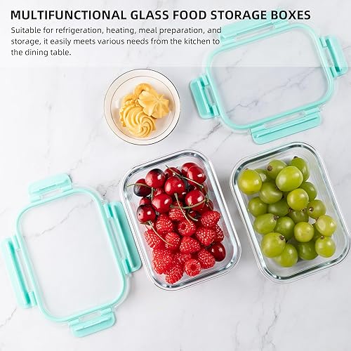 Miniatura 6 de Paquete de 10 recipientes de vidrio de almacenamiento de alimentos de 22 onzas con tapas, recipientes de preparación de comidas, recipientes