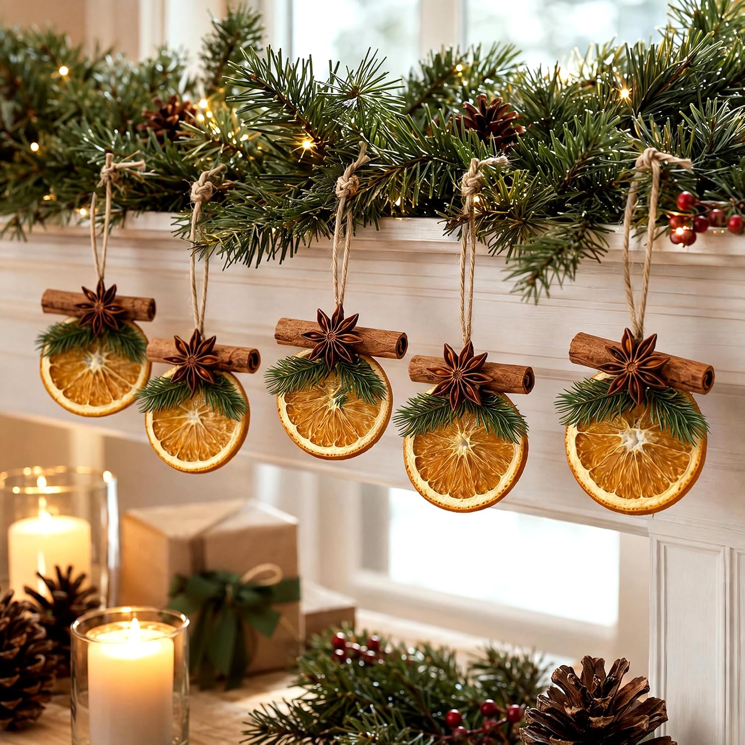 24 Pcs Christmas Dried Orange Slice Ornaments Individually Wrapped