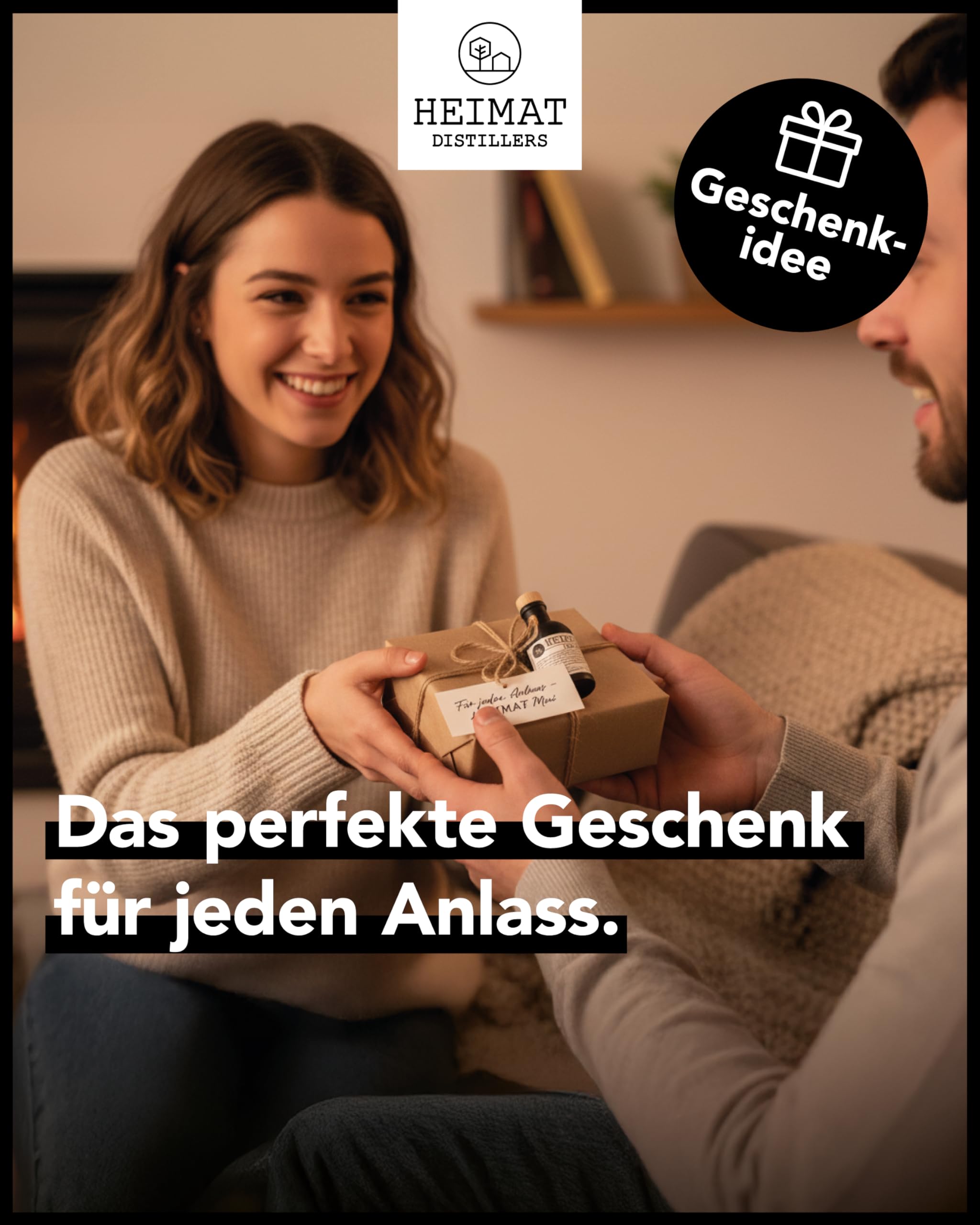 HEIMAT Dry Gin Miniatur (1x 50ml) zum Probieren mit 18 Botanicals wie Salbei, Thymian, Apfel, Lavendel, Ingwer aus der Heimat Destille, kleine Flasche Probiergröße Geschenk