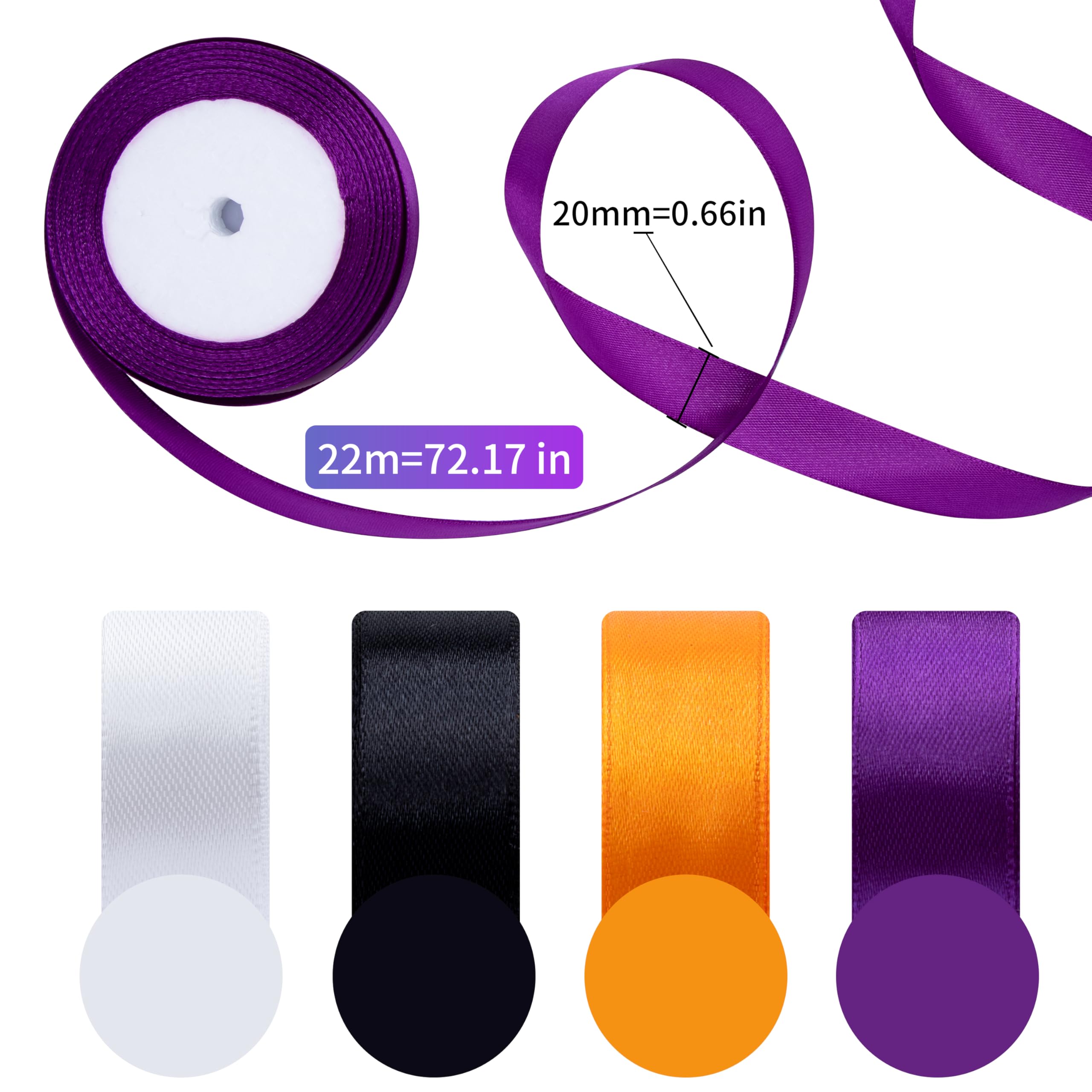 Foshird Satin Ribbon 20mm Halloween Deko Thick Ribbons for Gift Wrapping Crafting Hair Bows Party Decorations Wedding Car Cake Christmas - Image 2