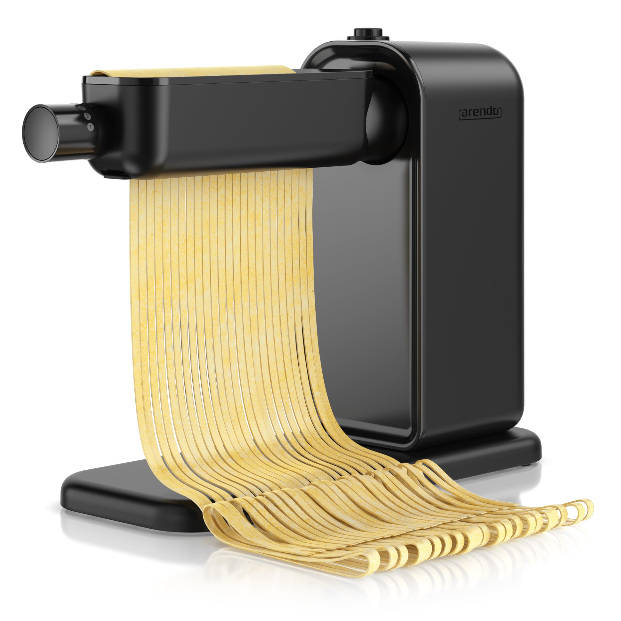 Arendo - Nudelmaschine elektrisch – Pasta Maker - 5 Stärken einstellbar – 120 Watt – Nudelwalze und 2x Pasta-Schneideinsätze 2 mm und 6 mm – Knetmaschine - schwarz matt