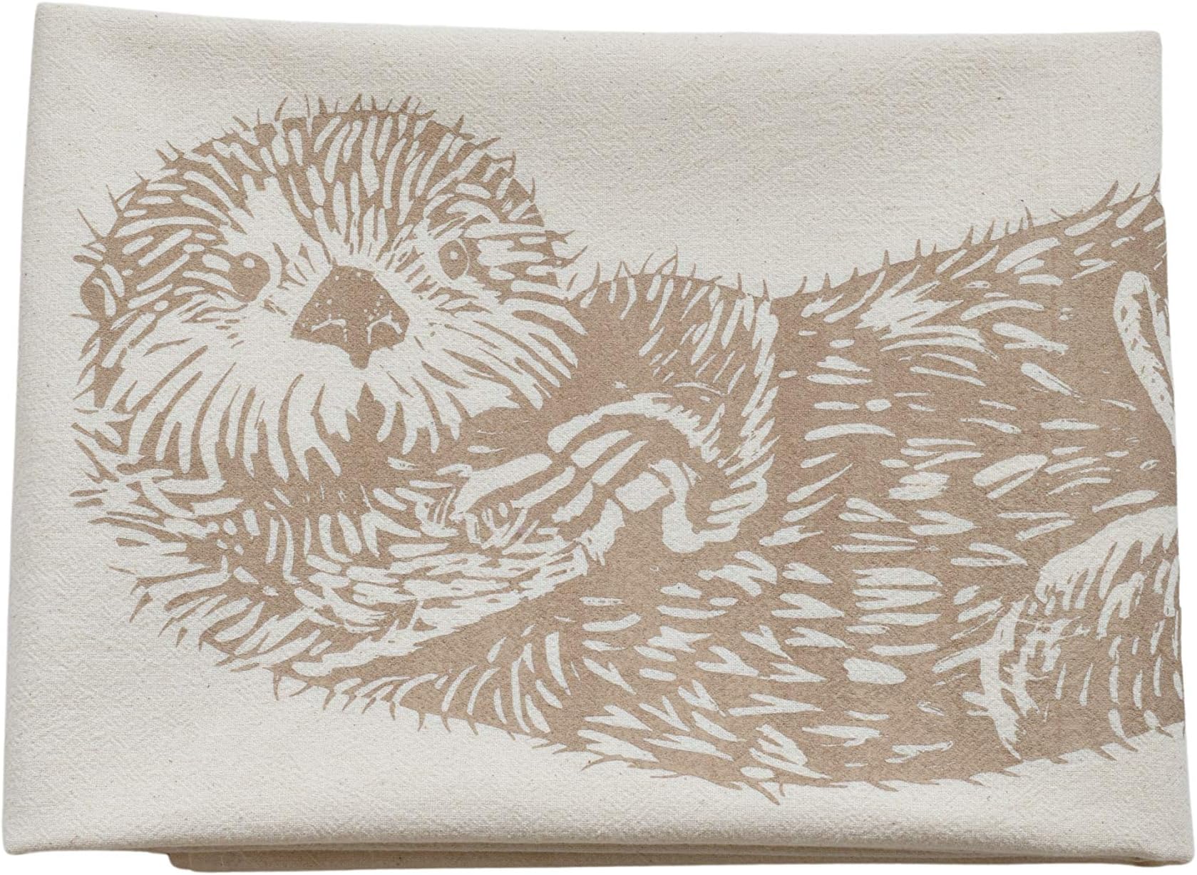 Organic Cotton Otter Tea Towel in Mocha Brown