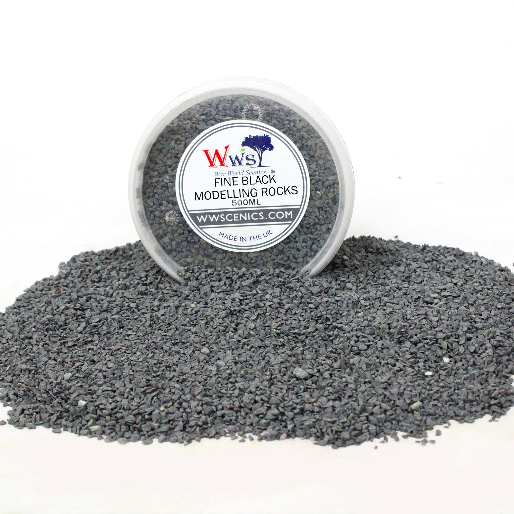 WWScenics Fine Black Modelling Rocks 1-3mm | 500ml Tub | Wargame Scenery & Basing Material