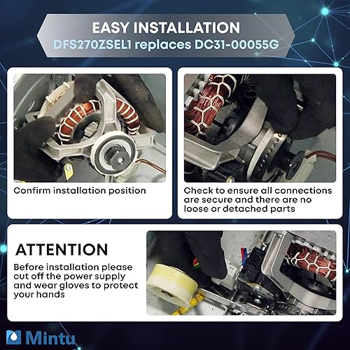 Miniatura 6 de DC31-00055G Reemplazo del motor de inducción para Samsung DV42H5200EP/A3 DV42H5200EW/A3 DV42H5200GF/A3 DV42H5200GP/A3 DV42H5200GW/A3 DV42H5400EF/A3