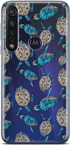 Mertak Funda de teléfono compatible con Motorola Edge + Moto G9 G8 Plus G7 Play Power Z4 Tortugas Diseño de silicona flexible Ornamental Ligero
