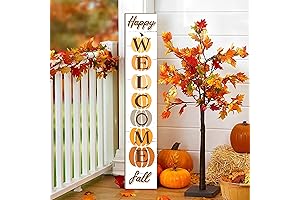 Fall Wooden Porch Sign 47" Autumn Pumpkin Front Door Welcome Sign Vertical...