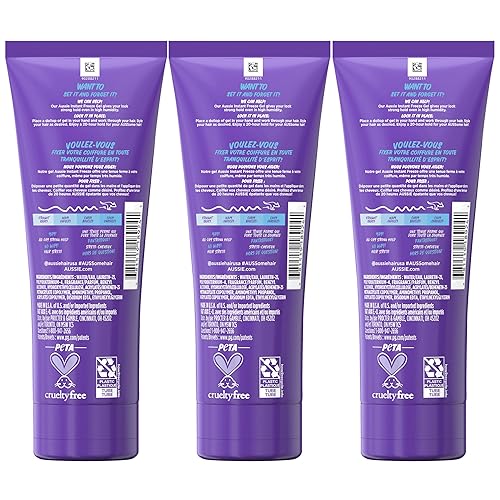 Miniatura 9 de Gel para el cabello de Aussie «Instant Freeze», con aceite de jojoba, algas marinas y aloe australiano, 7 onzas (paquete triple), para peinados
