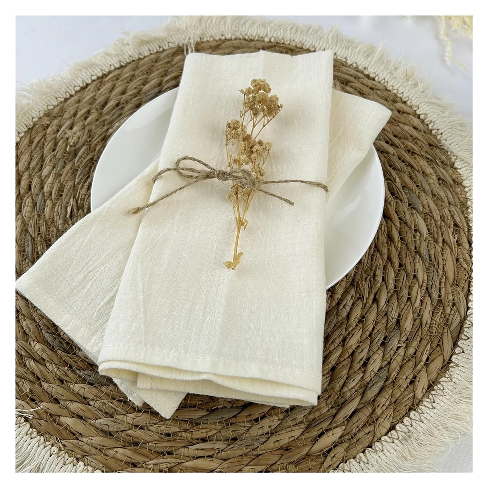 Leinen Stoffservietten 100 stücke 30x45cm Baumwolle Hochzeit Servietten Wiederverwendbare Party Weihnachten Tisch Dekor Retro(100pcs Beige)