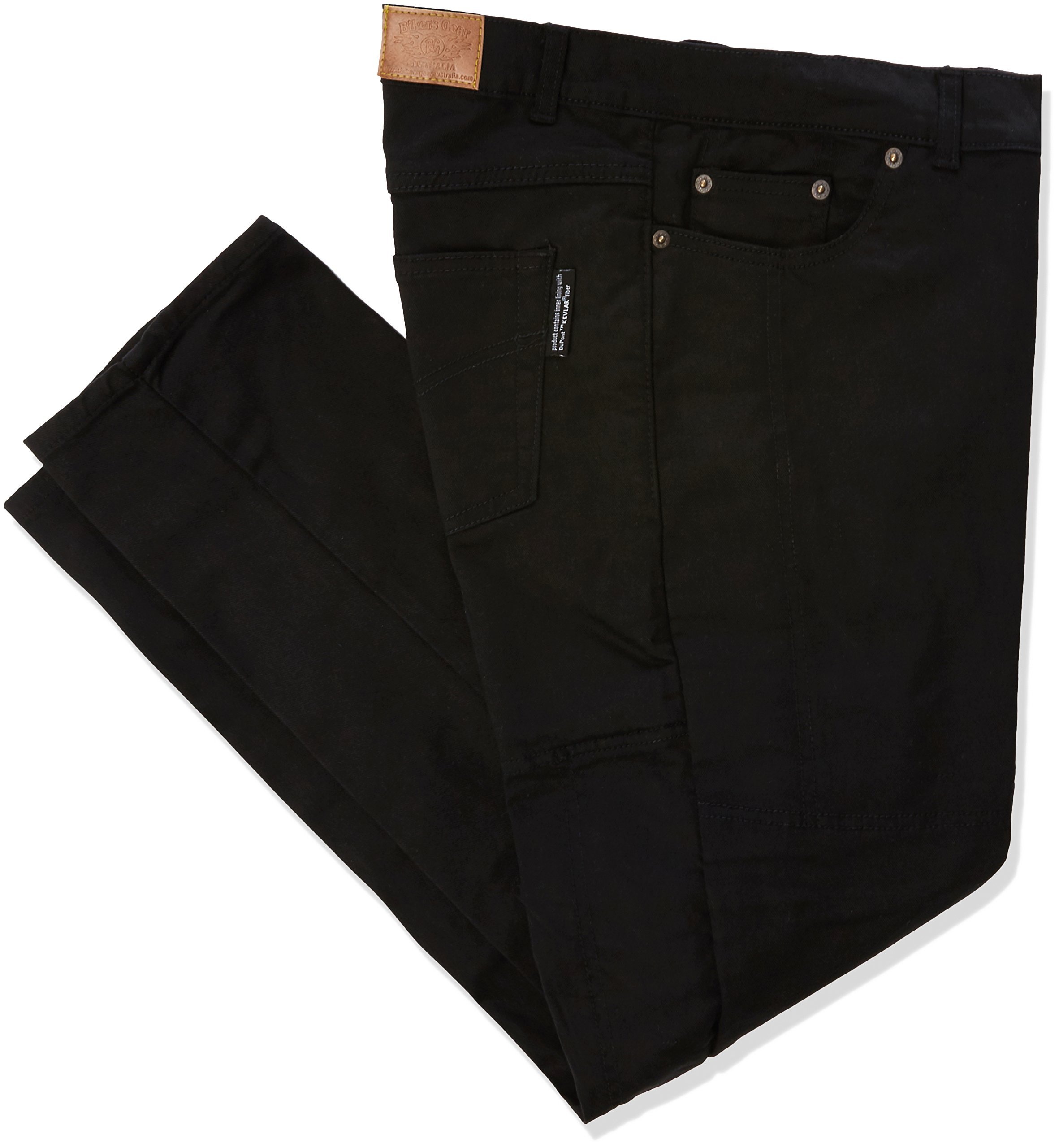 Bikers Gear Australië Dames Zwarte Stretch Denim Kevlar Gevoerde Beschermende Motorfiets Jeans met Verwijderbare CE1621-1 Armour UK 14S EU Large