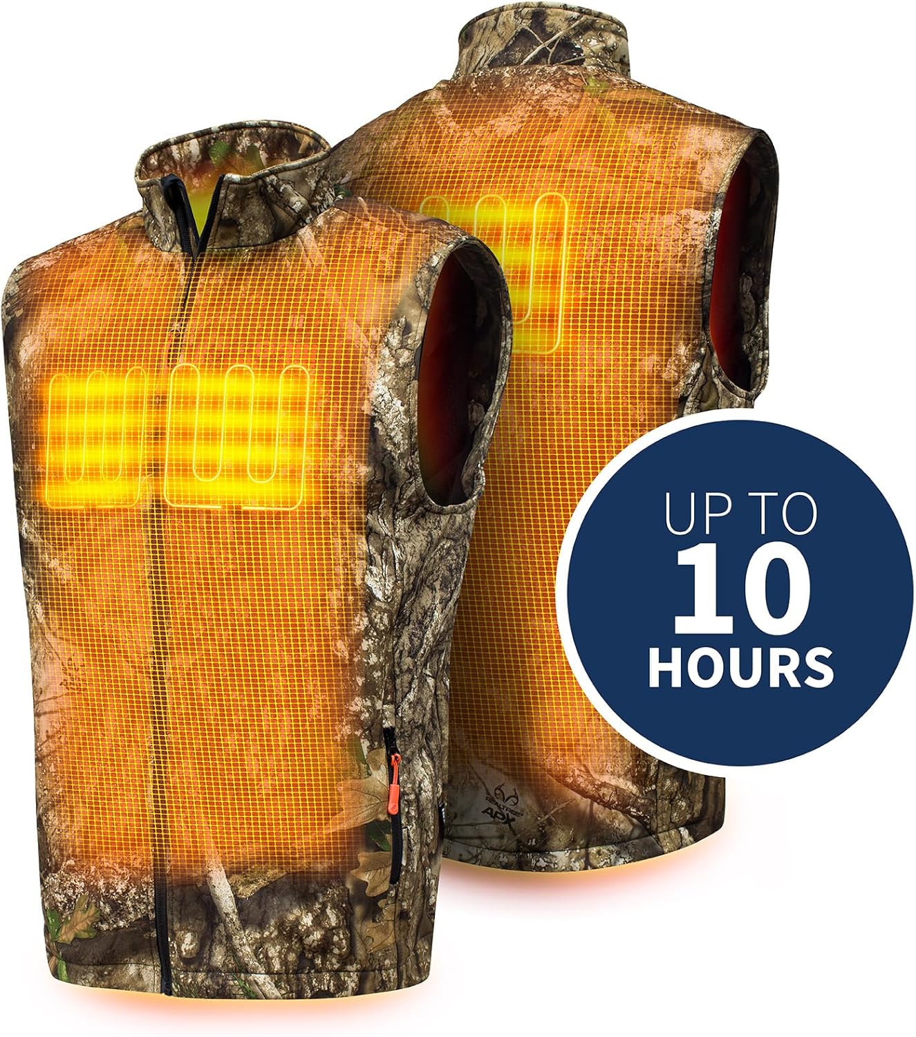 Colorado Men's Camo Heated Vest - 10 Hours of Heat | 3 Heat Settings| Battery and Charging Cable Included