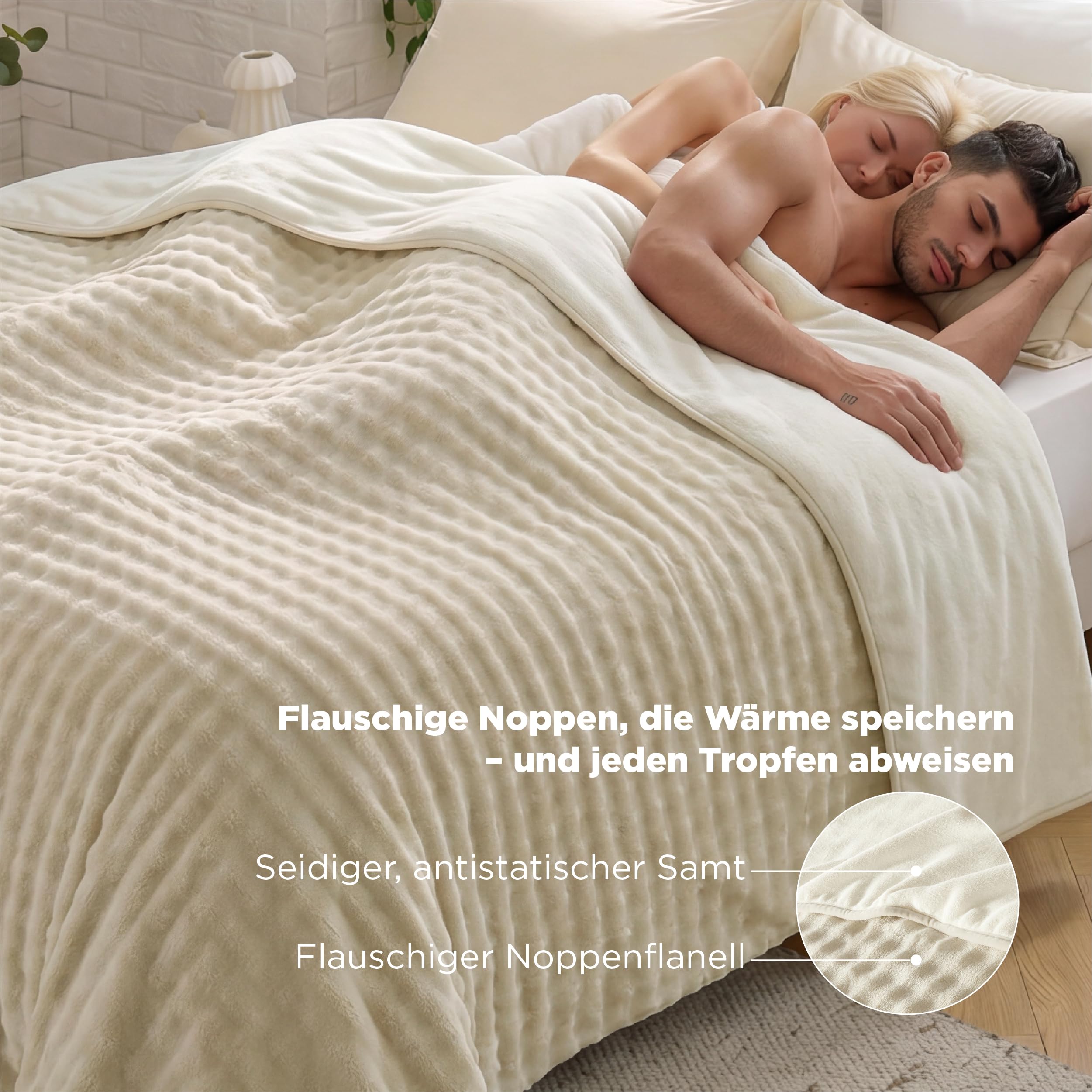 BEDSURE wasserdichte Decke Kuscheldecke 229x229 - Liebesdecke, Beige/Weiß | Hundedecke, kuschelige Liebesdecke, Beidseitig weicher Plüsch, Fleecedecke für Sofa, Zuverlässiger Wasserschutz, Pflegeleicht