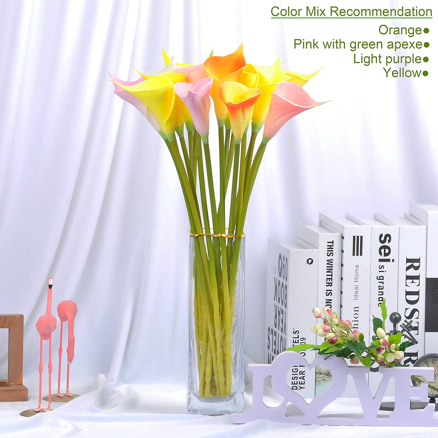 Artificial Calla Lily 12pcs 20 Inch Long Stem Arum Lily for Home Décor Centerpieces Wedding Bridal DIY Bouquet(Yellow)