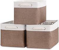 Vista 29 de Bidtakay Cestas de almacenamiento de tela con asas [paquete de 2] organizador de lona grande de 16 x 11.8 x 11.8 pulgadas, canastas altas plegables