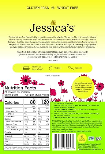 Miniatura 2 de Jessica's Natural Foods - Mezcla de galletas con chispas de chocolate sin gluten hecha con Teff de grano antiguo y harina de avena saludable, sin